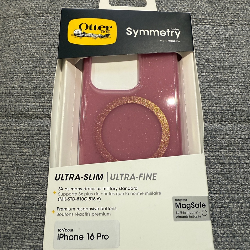 OtterBox Symmetry Series Clear Case for iPhone 16 Pro in Foxberry Pink